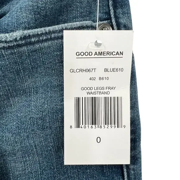 Good American Womens Good Legs Fray Waistband Skinny Jeans Size 0 Waist 25 - Picture 4 of 11